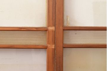 アンティーク建具　昭和中期　すりガラス・銀モールガラス　光を優しく取り込む、ノスタルジックな雰囲気のガラス戸2枚セット(引き戸、建具)(R-049467)