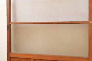 アンティーク建具　昭和中期　すりガラス・銀モールガラス　光を優しく取り込む、ノスタルジックな雰囲気のガラス戸2枚セット(引き戸、建具)(R-049467)