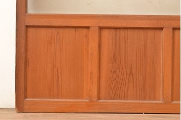 アンティーク建具　昭和中期　すりガラス・銀モールガラス　光を優しく取り込む、ノスタルジックな雰囲気のガラス戸2枚セット(引き戸、建具)(R-049467)