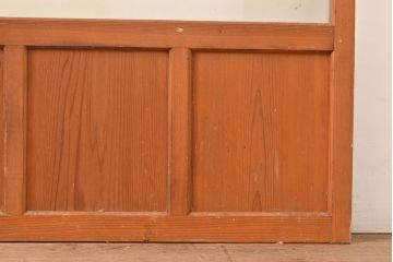 アンティーク建具　昭和中期　すりガラス・銀モールガラス　光を優しく取り込む、ノスタルジックな雰囲気のガラス戸2枚セット(引き戸、建具)(R-049467)