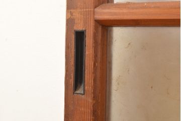 アンティーク建具　昭和中期　すりガラス・銀モールガラス　光を優しく取り込む、ノスタルジックな雰囲気のガラス戸2枚セット(引き戸、建具)(R-049467)