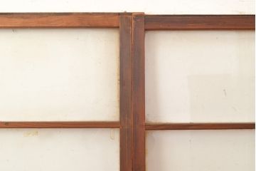 アンティーク建具　昭和中期　すりガラス・銀モールガラス　光を優しく取り込む、ノスタルジックな雰囲気のガラス戸2枚セット(引き戸、建具)(R-049467)