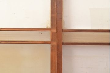 アンティーク建具　昭和中期　すりガラス・銀モールガラス　光を優しく取り込む、ノスタルジックな雰囲気のガラス戸2枚セット(引き戸、建具)(R-049467)
