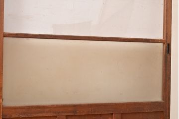 アンティーク建具　昭和中期　すりガラス・銀モールガラス　光を優しく取り込む、ノスタルジックな雰囲気のガラス戸2枚セット(引き戸、建具)(R-049467)