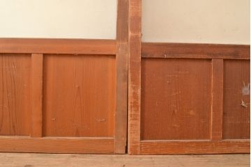 アンティーク建具　昭和中期　すりガラス・銀モールガラス　光を優しく取り込む、ノスタルジックな雰囲気のガラス戸2枚セット(引き戸、建具)(R-049467)