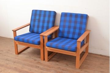 ヴィンテージ家具　デンマーク製　ビーチ材　ソファ2脚セット(1人掛けソファ、1Pソファ、ビンテージ、北欧)、バラ売り可能(R-049468)