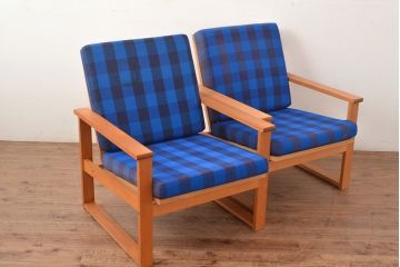 ヴィンテージ家具　デンマーク製　ビーチ材　ソファ2脚セット(1人掛けソファ、1Pソファ、ビンテージ、北欧)、バラ売り可能(R-049468)