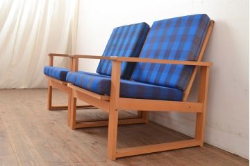 ヴィンテージ家具　デンマーク製　ビーチ材　ソファ2脚セット(1人掛けソファ、1Pソファ、ビンテージ、北欧)、バラ売り可能(R-049468)