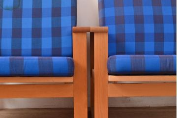 ヴィンテージ家具　デンマーク製　ビーチ材　ソファ2脚セット(1人掛けソファ、1Pソファ、ビンテージ、北欧)、バラ売り可能(R-049468)