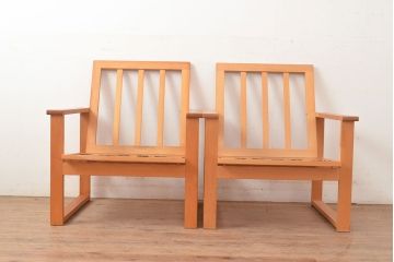 ヴィンテージ家具　デンマーク製　ビーチ材　ソファ2脚セット(1人掛けソファ、1Pソファ、ビンテージ、北欧)、バラ売り可能(R-049468)