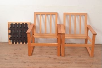 ヴィンテージ家具　デンマーク製　ビーチ材　ソファ2脚セット(1人掛けソファ、1Pソファ、ビンテージ、北欧)、バラ売り可能(R-049468)
