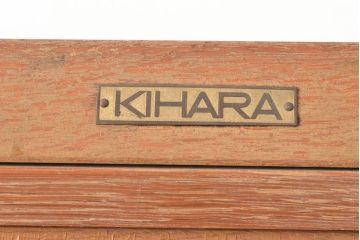 【簡易リペア限定品】レトロ家具　昭和レトロ　KIHARA　小物収納にうってつけのナラ材製ネームプレート付きカードケース(引き出し、チェスト、図書館、図書室、店舗什器)(R-049472)