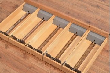 レトロ家具　昭和レトロ　KIHARA　小物収納にうってつけのナラ材製ネームプレート付きカードケース(引き出し、チェスト、図書館、図書室、店舗什器)(R-049472)
