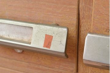 レトロ家具　昭和レトロ　KIHARA　小物収納にうってつけのナラ材製ネームプレート付きカードケース(引き出し、チェスト、図書館、図書室、店舗什器)(R-049472)