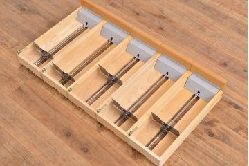 レトロ家具　昭和レトロ　KIHARA　小物収納にうってつけのナラ材製ネームプレート付きカードケース(引き出し、チェスト、図書館、図書室、店舗什器)(R-049480)