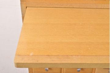 レトロ家具　昭和レトロ　KIHARA　小物収納にうってつけのナラ材製ネームプレート付きカードケース(引き出し、チェスト、図書館、図書室、店舗什器)(R-049480)