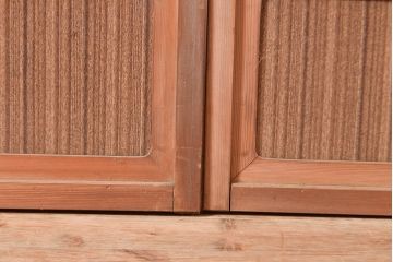 アンティーク建具　昭和中期　レトロガラス入り　腰板がアクセントの障子戸2枚セット(建具、引き戸、ガラス帯戸)(R-049482)