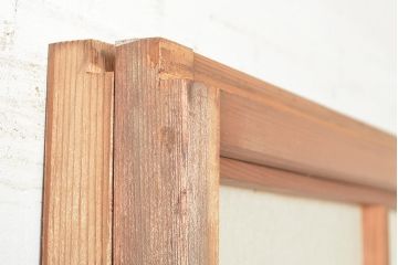 アンティーク建具　昭和中期　レトロガラス入り　腰板がアクセントの障子戸2枚セット(建具、引き戸、ガラス帯戸)(R-049482)