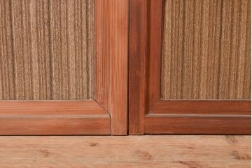 アンティーク建具　昭和中期　レトロガラス入り　腰板がアクセントの障子戸2枚セット(建具、引き戸、ガラス帯戸)(R-049482)