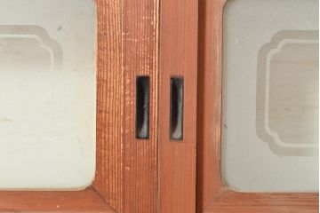アンティーク建具　昭和期　レトロなデザインが魅力的なガラス戸4枚セット(引き戸、建具)(R-049483)