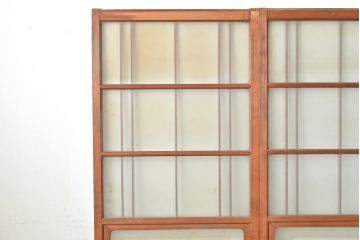 アンティーク建具　昭和期　レトロなデザインが魅力的なガラス戸4枚セット(引き戸、建具)(R-049483)