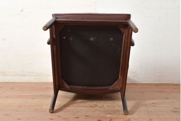 ヴィンテージ家具　北欧家具　デンマーク　ビーチ材　大人の格好いい空間を演出するイージーチェア(アームチェア、ダイニングチェア、椅子、イス、合皮、ビンテージ)(R-049493)