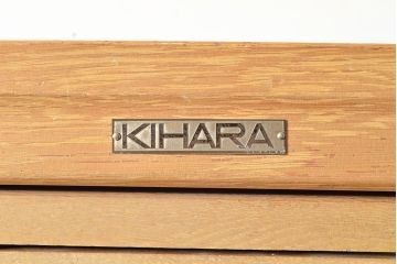 レトロ家具　昭和レトロ　KIHARA　レトロな小物収納におすすめのナラ材製ネームプレート付きカードケース(引き出し、チェスト、図書館、図書室)(R-049499)