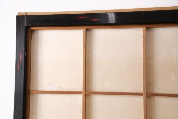 アンティーク建具　昭和初期　漆塗り　希少!腰板の凝ったつくりが魅力の障子戸2枚セット(引き戸、建具)(R-049505)