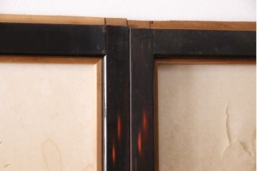 アンティーク建具　昭和初期　漆塗り　希少!腰板の凝ったつくりが魅力の障子戸2枚セット(引き戸、建具)(R-049505)