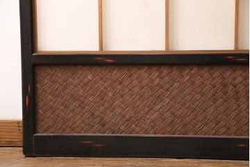 アンティーク建具　昭和初期　漆塗り　希少!腰板の凝ったつくりが魅力の障子戸2枚セット(引き戸、建具)(R-049505)