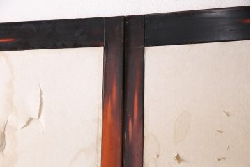アンティーク建具　昭和初期　漆塗り　希少!腰板の凝ったつくりが魅力の障子戸2枚セット(引き戸、建具)(R-049505)