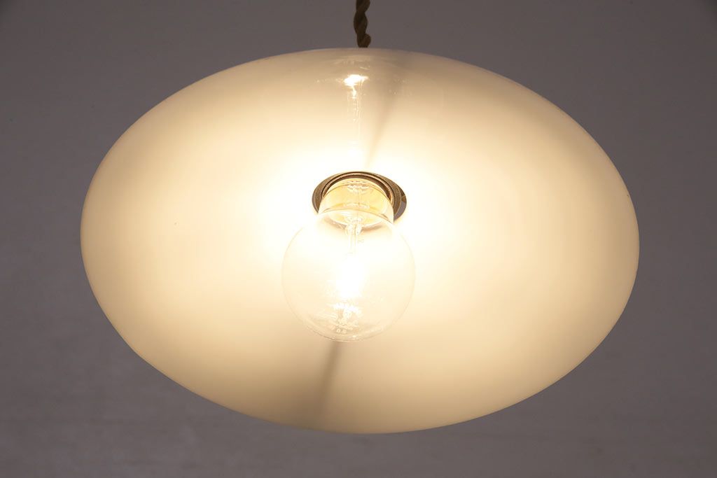 アンティーク照明　レトロな空間を演出するシンプルな吊り下げ照明(ペンダントライト、天井照明、電笠、平笠シェード)(R-049509)