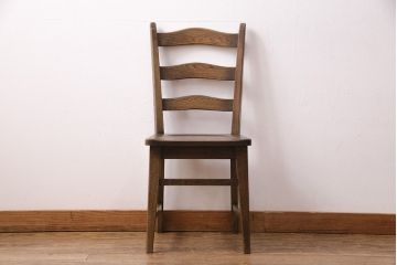 中古　美品　永田良介商店　神戸洋家具　落ち着きのあるシックな佇まいが魅力のラダー型食堂椅子(ダイニングチェア、ラダーバックチェア、ワークチェア、椅子)(R-049515)