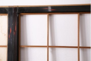 アンティーク建具　昭和初期　漆塗り　希少!腰板の凝ったつくりが魅力の障子戸4枚セット(引き戸、建具)(R-049517)