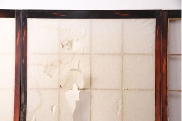 アンティーク建具　昭和初期　漆塗り　希少!腰板の凝ったつくりが魅力の障子戸4枚セット(引き戸、建具)(R-049517)