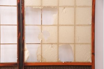 アンティーク建具　昭和初期　漆塗り　希少!腰板の凝ったつくりが魅力の障子戸4枚セット(引き戸、建具)(R-049517)