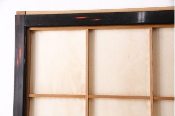 アンティーク建具　昭和初期　漆塗り　希少!腰板の凝ったつくりが魅力の障子戸2枚セット(引き戸、建具)(R-049518)