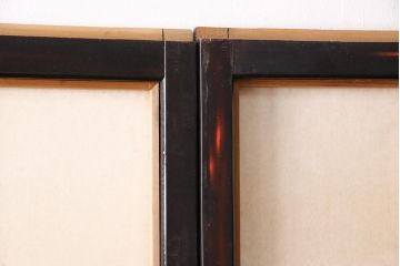 アンティーク建具　昭和初期　漆塗り　希少!腰板の凝ったつくりが魅力の障子戸2枚セット(引き戸、建具)(R-049518)