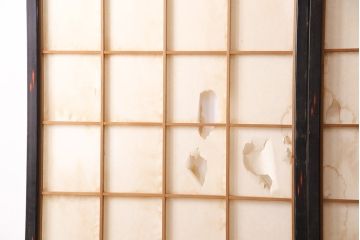 アンティーク建具　昭和初期　漆塗り　希少!腰板の凝ったつくりが魅力の障子戸2枚セット(引き戸、建具)(R-049518)