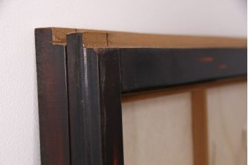 アンティーク建具　昭和初期　漆塗り　希少!腰板の凝ったつくりが魅力の障子戸2枚セット(引き戸、建具)(R-049518)