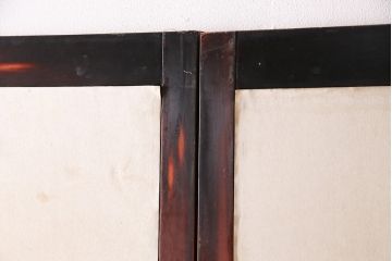 アンティーク建具　昭和初期　漆塗り　希少!腰板の凝ったつくりが魅力の障子戸2枚セット(引き戸、建具)(R-049518)