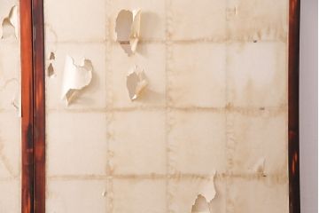 アンティーク建具　昭和初期　漆塗り　希少!腰板の凝ったつくりが魅力の障子戸2枚セット(引き戸、建具)(R-049518)