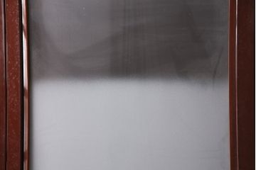 和製アンティーク　上手物!　総漆塗り　腰板ケヤキ材　最高級なつくりのガラス戸4枚セット(引き戸、建具)(R-049519)