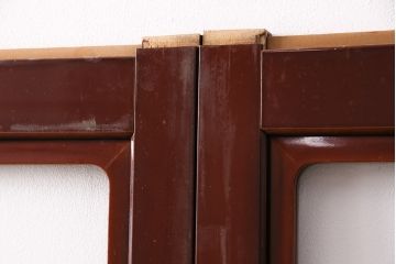 和製アンティーク　上手物!　総漆塗り　腰板ケヤキ材　最高級なつくりのガラス戸4枚セット(引き戸、建具)(R-049519)