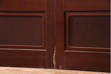 和製アンティーク　上手物!　総漆塗り　腰板ケヤキ材　最高級なつくりのガラス戸4枚セット(引き戸、建具)(R-049519)