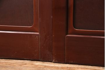 和製アンティーク　上手物!　総漆塗り　腰板ケヤキ材　最高級なつくりのガラス戸4枚セット(引き戸、建具)(R-049519)