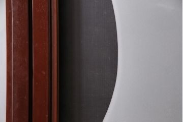 和製アンティーク　上手物!　総漆塗り　腰板ケヤキ材　最高級なつくりのガラス戸4枚セット(引き戸、建具)(R-049519)