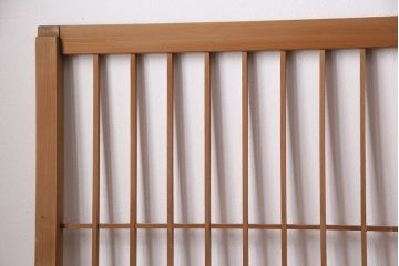 アンティーク建具　昭和初期　ダイヤガラス　素朴な木の風合いが味わい深い縦額入り障子戸4枚セット(引き戸、建具)(R-049520)
