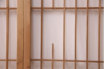 アンティーク建具　昭和初期　ダイヤガラス　素朴な木の風合いが味わい深い縦額入り障子戸4枚セット(引き戸、建具)(R-049520)