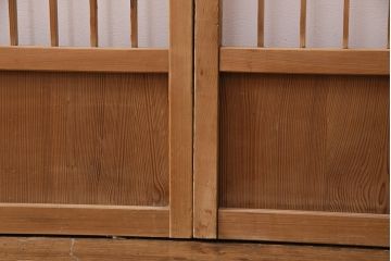 アンティーク建具　昭和初期　ダイヤガラス　素朴な木の風合いが味わい深い縦額入り障子戸4枚セット(引き戸、建具)(R-049520)